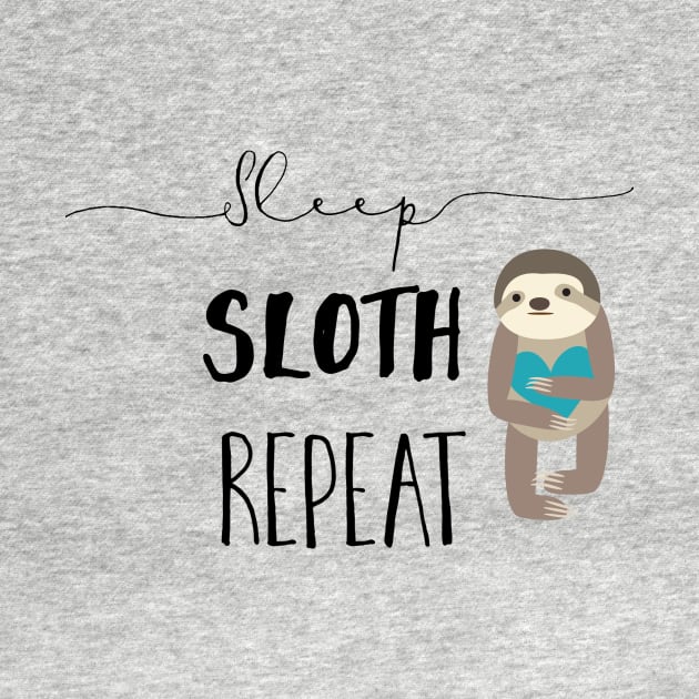 Sleep Sloth Repeat Teal White by staarchick